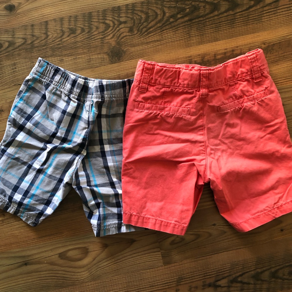 3T Shorts Bundle! Salmon Color Old Navy Button Chinos and Plaid Elastic Waist.